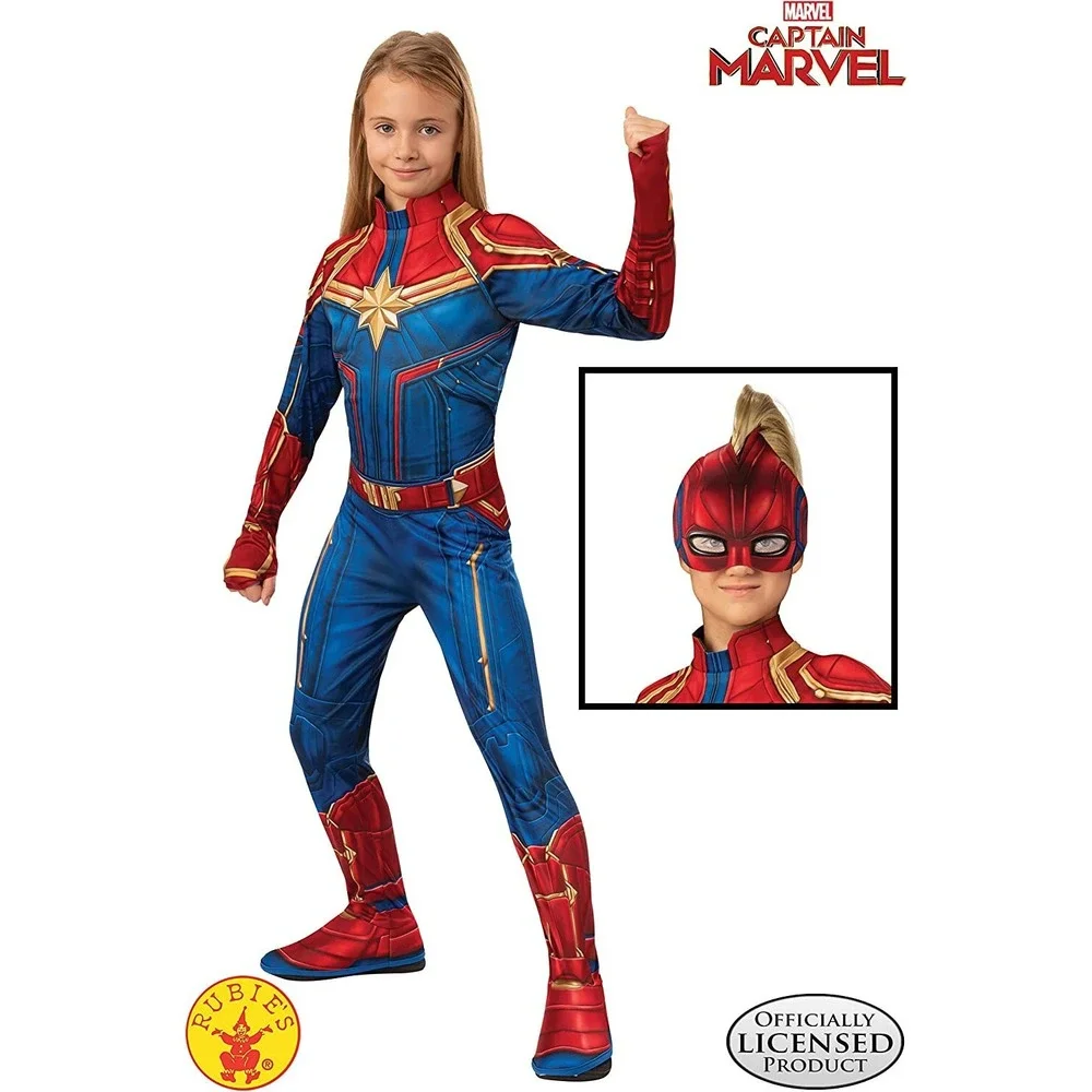 Captain Marvel Hero Costume Suit, Medium Blue/Red - Picture 2 of 4